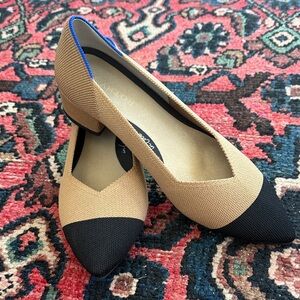 Rothy's Two-Tone High Point Knit Pumps in Beige, Black